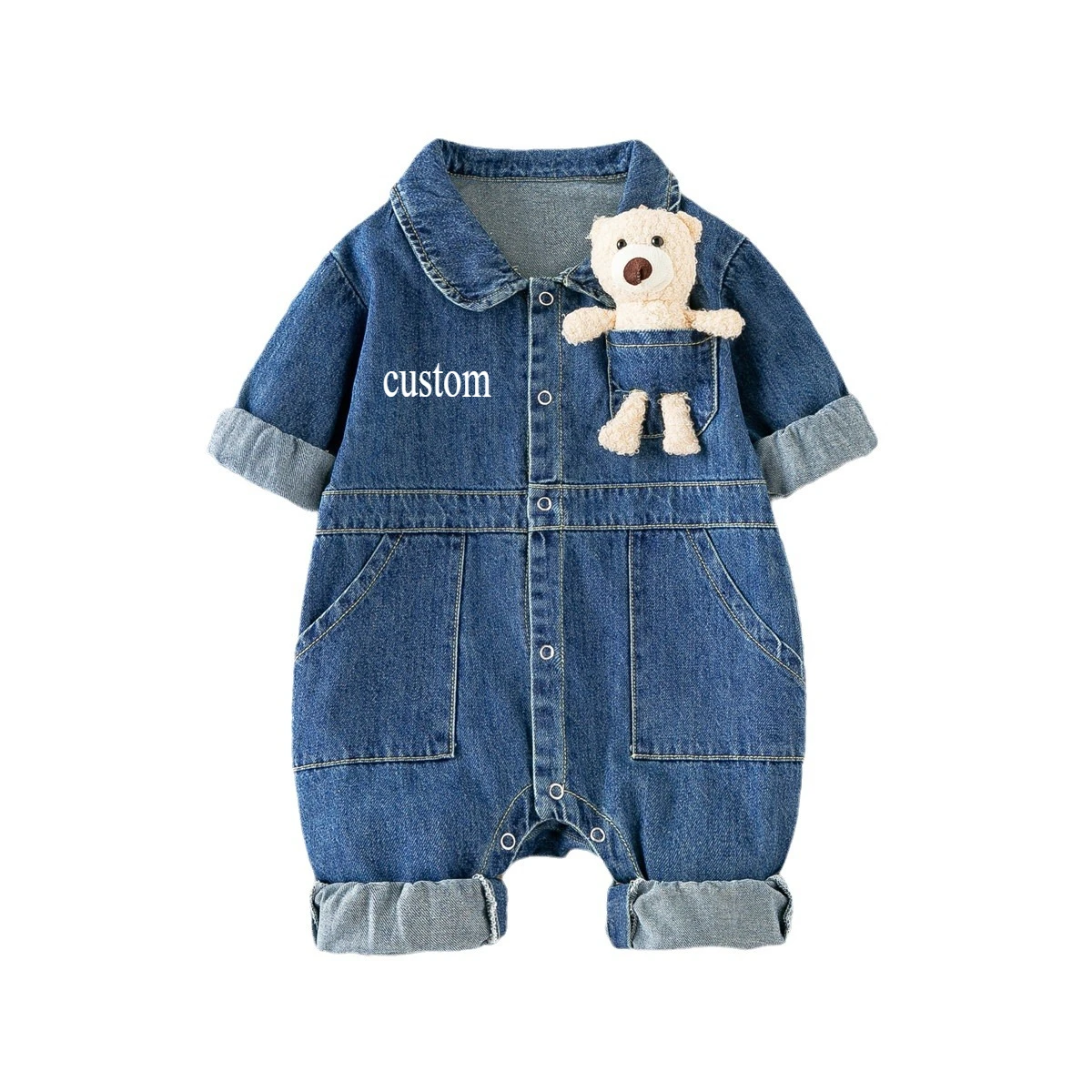 Personalize Handsome Denim Jumpsuit Infant Children Spring Festival Stylish Baby Clothes Going Clothes Trendy Clothe Custom Name