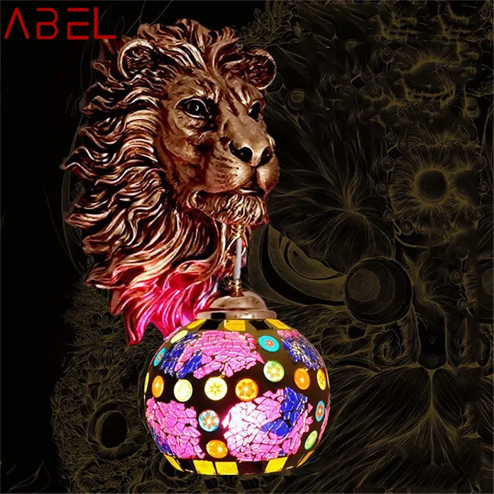 ABEL Contemporary Lion Wall Lamp Retro Creative Living Room Bedroom Bar Cafe Western Restaurant Aisle Decoration Wall Light