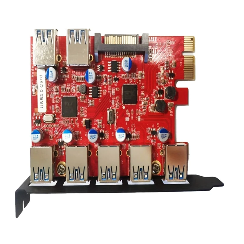 PCI-E To Type-C (2),Type-A (5) USB 3.0 5-Port PCI Express Expansion Card,Pcie USB 3.0 Fast Charging Card Expansion Card