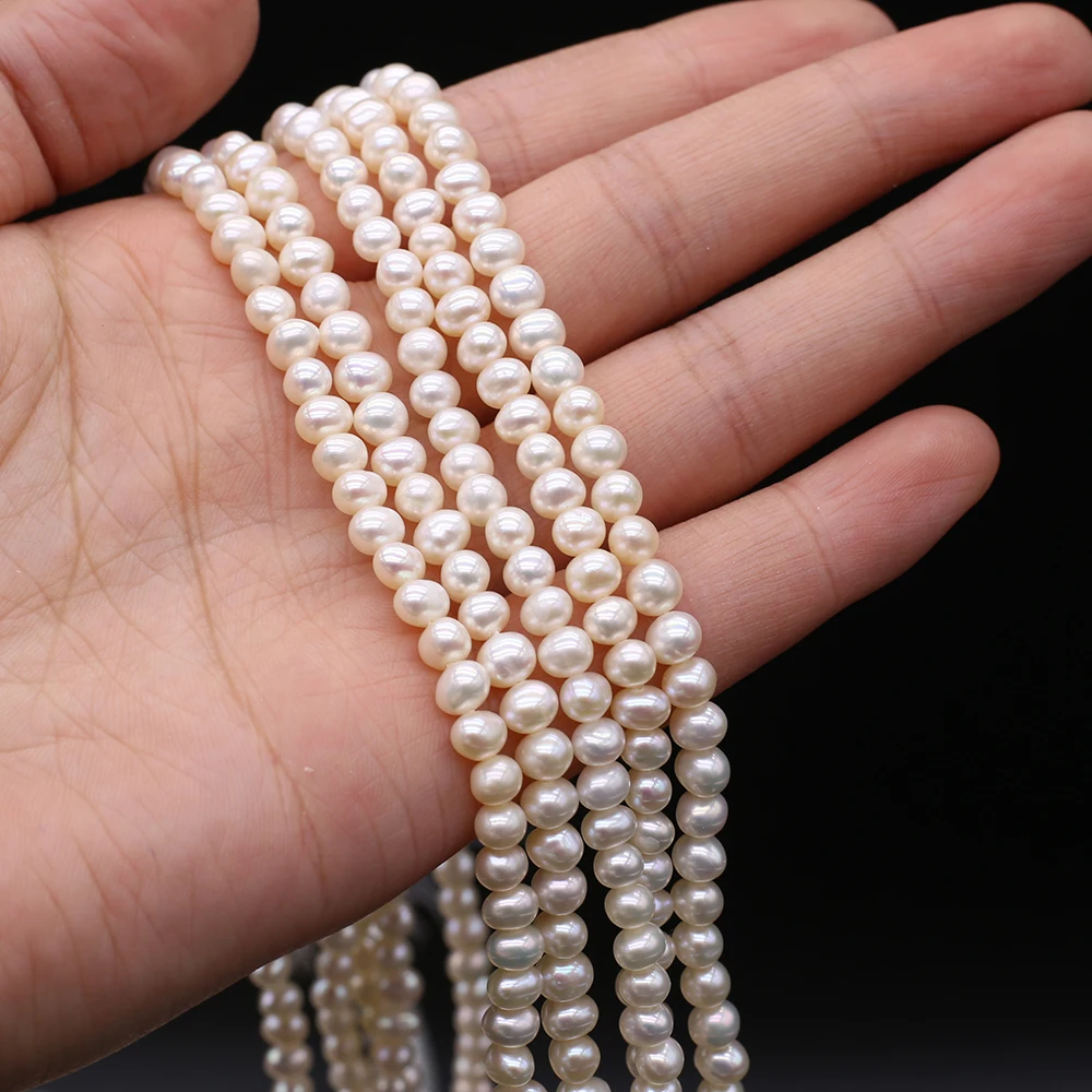 

4-5mm Natural Zhuji Freshwater Culture Pearl Beads Loose Smooth Near Round Bead for Jewelry Making DIY Nacklace Bracelet Supply