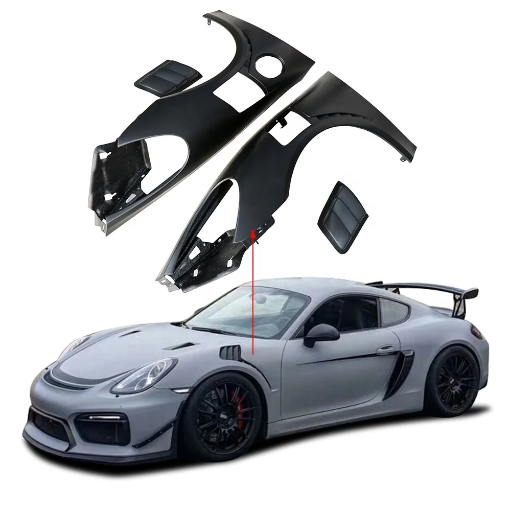 Half Carbon Fiber RS Style Car Side Fenders For Porsch 981 Cayman Louvers Fender