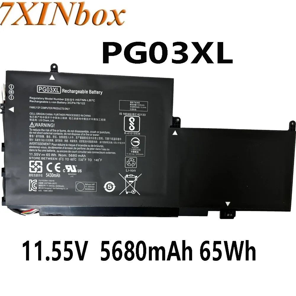 7XINbox PG03XL 11.55V 65Wh 5680mAh Laptop Battery For HP Spectre X360 15-AP HSTNN-LB7C 831532-422 PG03064XL