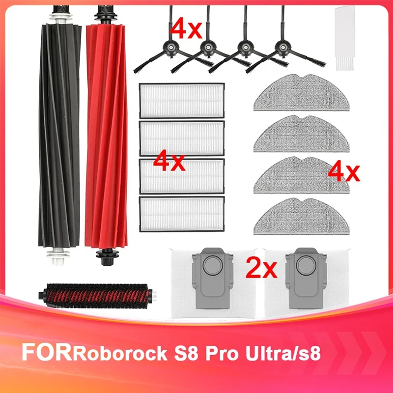 

Accessories Kit Compatible For Roborock S8 Pro Ultra/S8 Docking Vacuum Cleaner, Main Brush,Rolling Brush,Filters