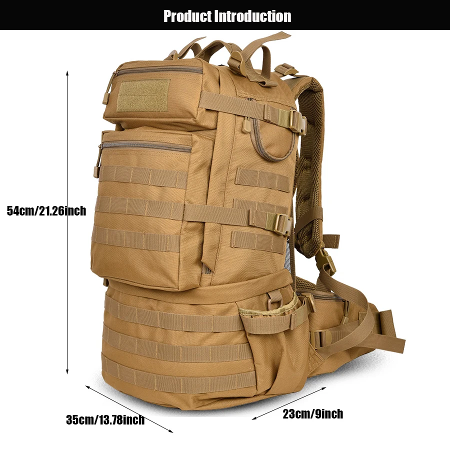 50L Large Capacity Tactics Backpack Molle Backpack For Hike Camp Travel With Frame mochila 50 litros