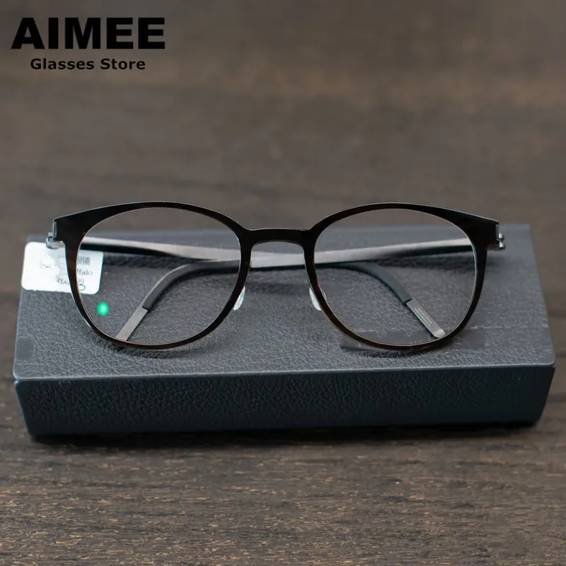 

Denmark Brand Screwless Titanium Glasses Frame Men Women Ultralight Eyeglasses Retro Round Fashion Reading Spectacles Frame 1818