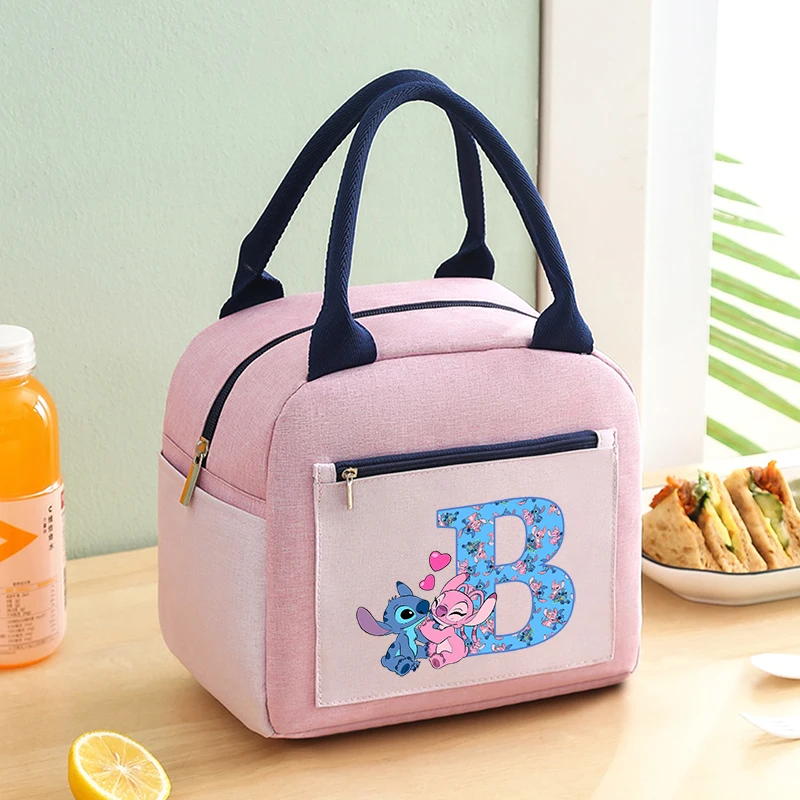 Stitch Disney Kids Lunch Pack borse isolate scatole per il pranzo lettera A-Z borsa a tenuta stagna addensata Cartoon Anime regali di compleanno