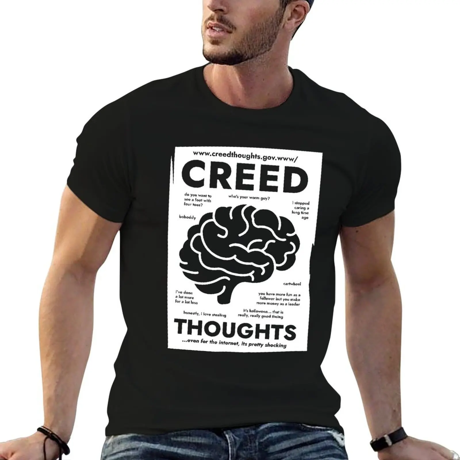 أفكار [WhiteArt] قميص رجل ثقيل قميص فاخر قميص رجل القطن العقيدة شخصية تي شيرت t