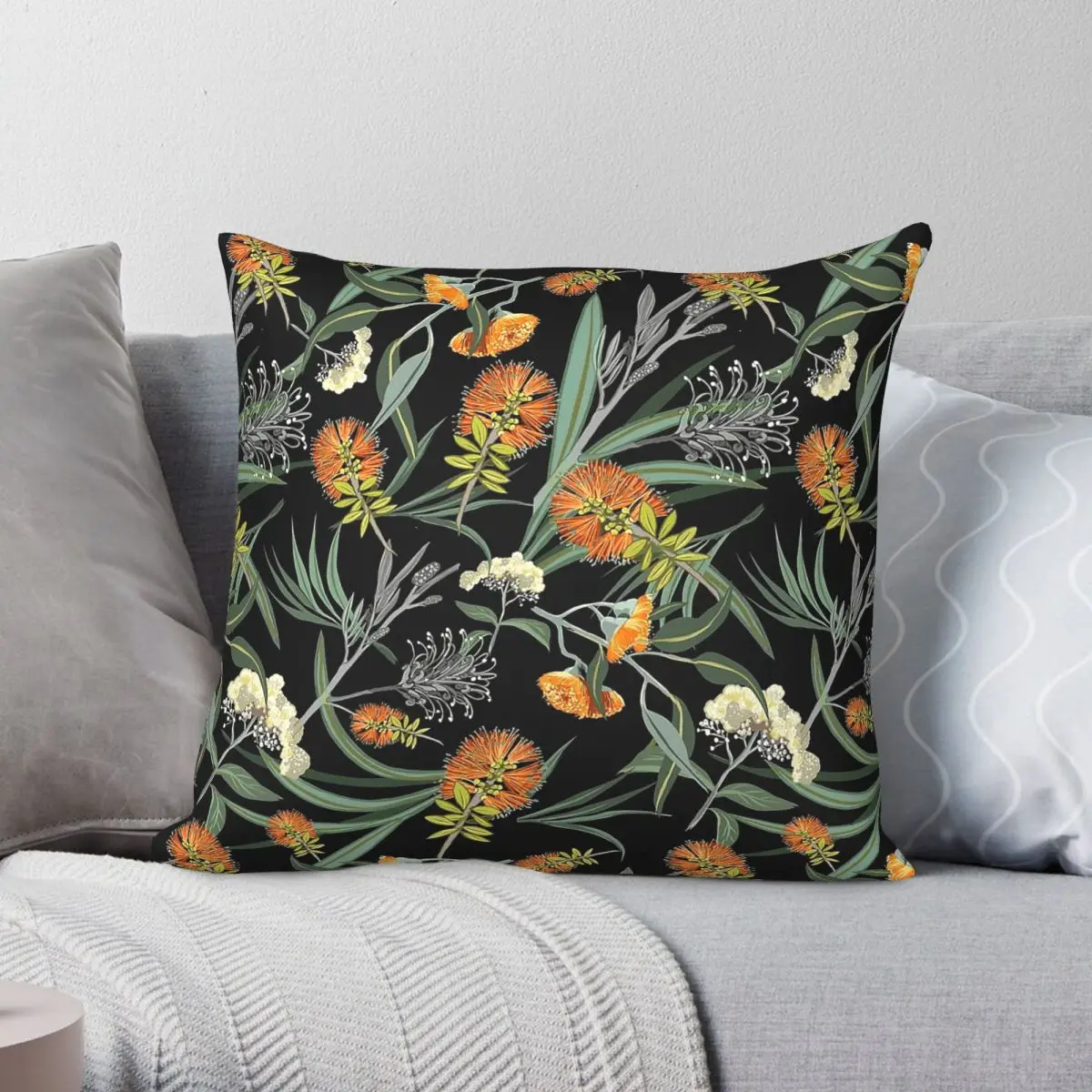 Botanical Australian Natives Boho Square Pillowcase Polyester Linen Velvet Creative Zip Decor Home Cushion Cover Wholesale