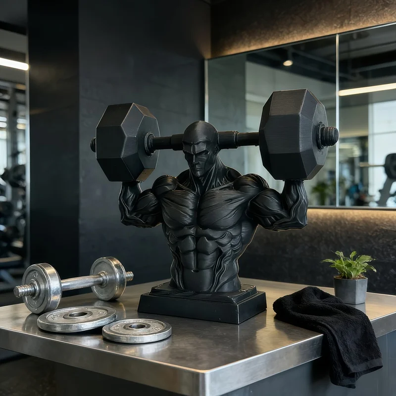 1‑Pc 3D‑Printed Muscular Male Torso Weightlifting Statue, DIY Paintable Abstract Figurine, Gym Home Office Bookshelf Decor, Holi