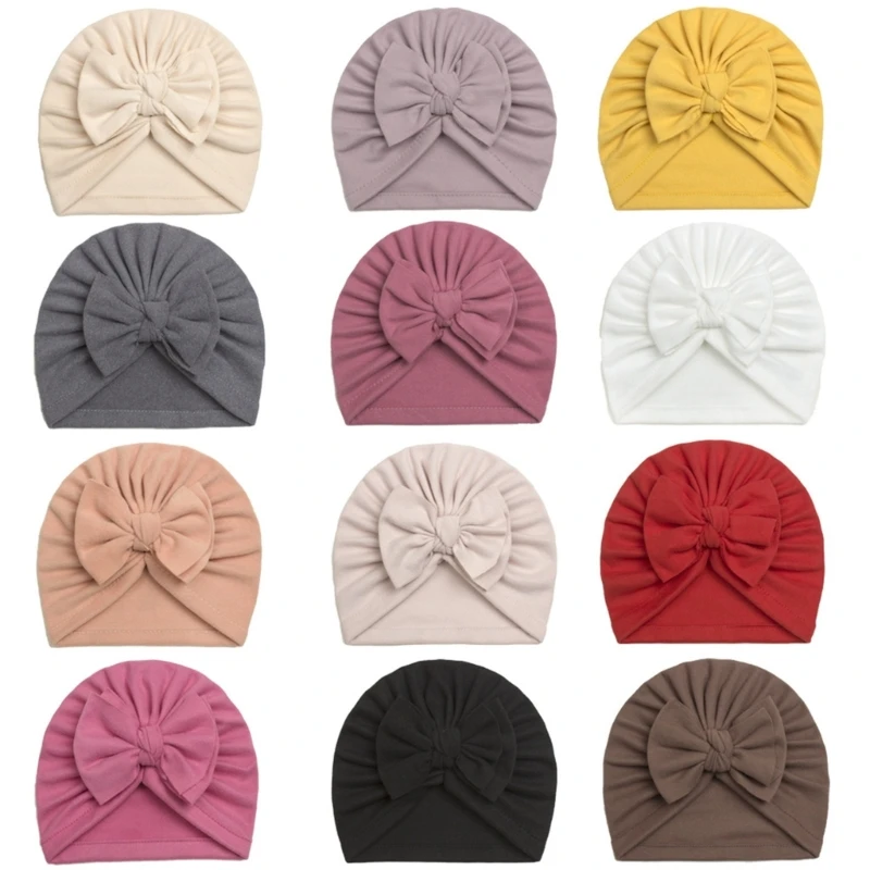 Nouveau beau chapeau bébé à nœud mignon couleur unie filles Turban chapeau nouveau-né casquette pour bébé