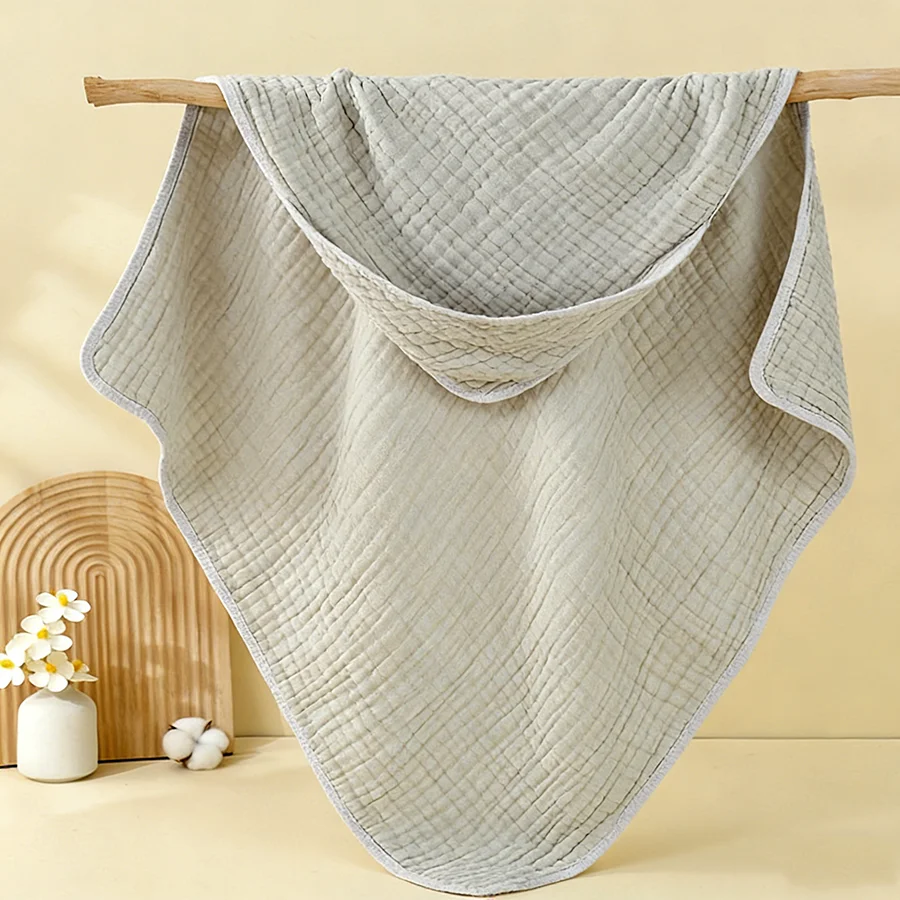 Muslin Hooded Baby Towels, 100% Cotton, Ultra-Soft & Absorbent Baby Bath Towels with Hood for Newborn & Infant view 4