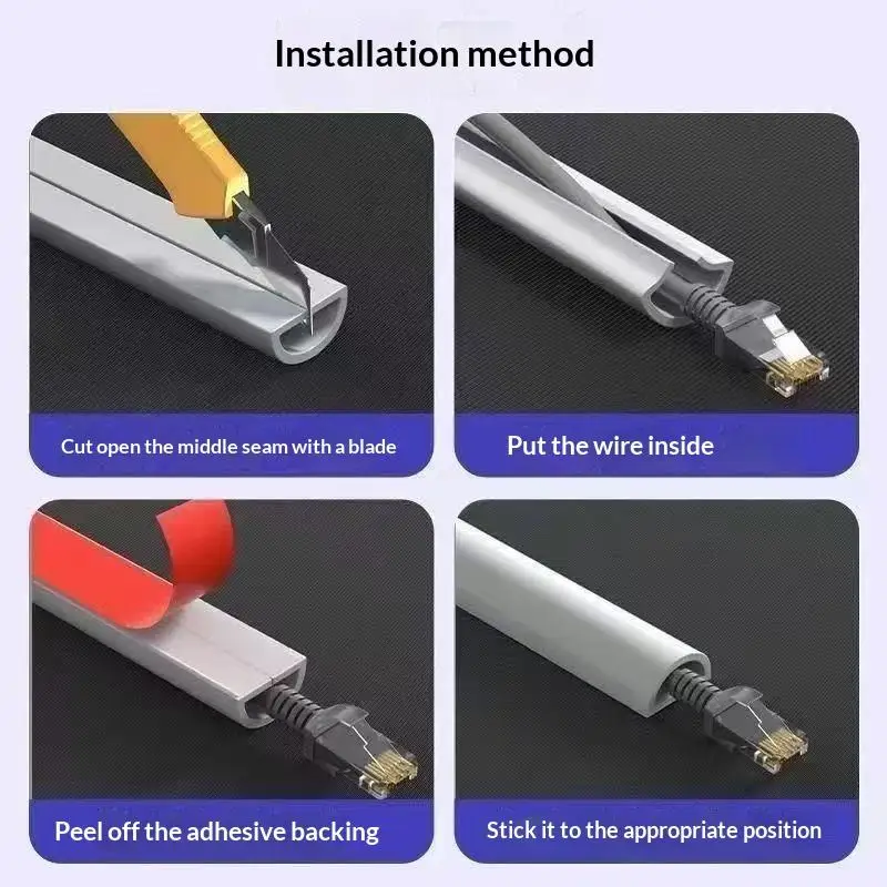 New！PVC Cable Trunking Self Adhesive Backing Durable For Home Office Wire Management