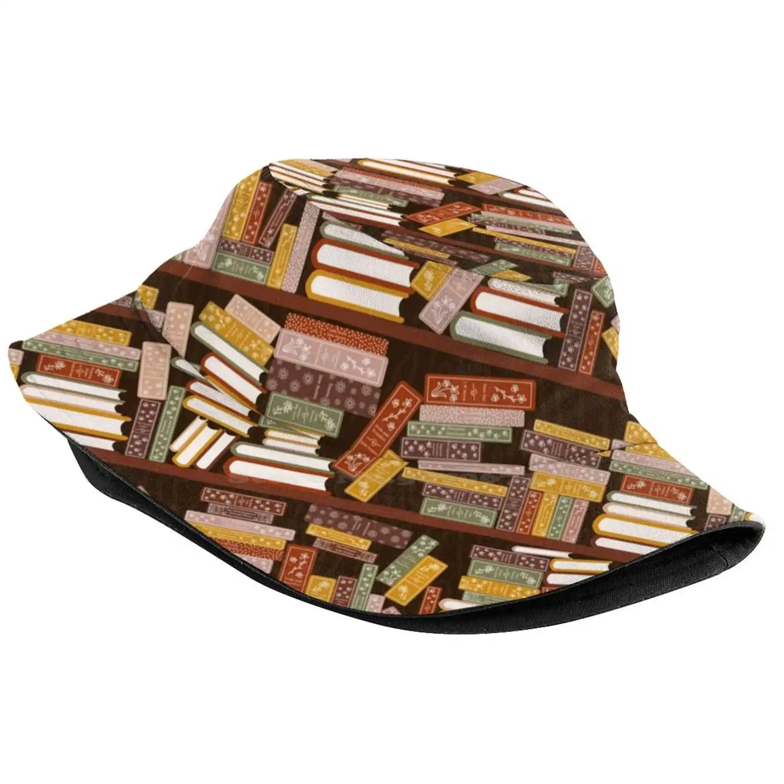 Bookshelf Pattern Dark Sun Cap Fisherman Hat Bucket Hats Bookshelf Janeite Jane Austen Classics Classic Literature English