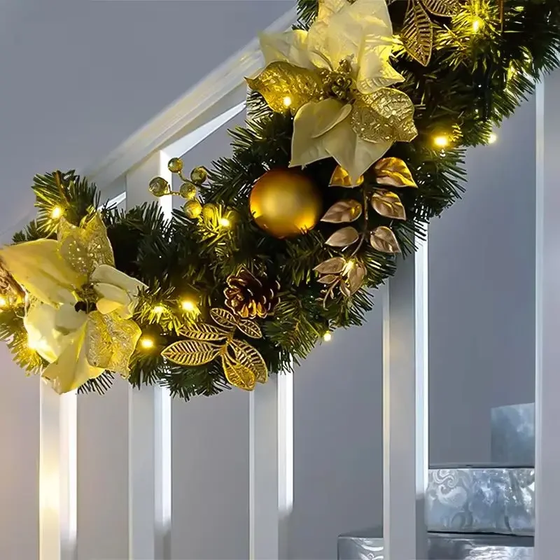 2.7M Christmas Rattan Wall Hanging Decorations for Hotel Shopping Mall Window Upside down Creative Ornament 66ft Length