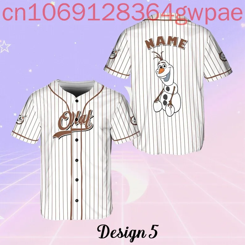Disney Frozen Olaf Maglia da baseball con stampa 3D Camicia da donna da uomo Top Estate Elsa Casual Manica corta Camicie da baseball per bambini