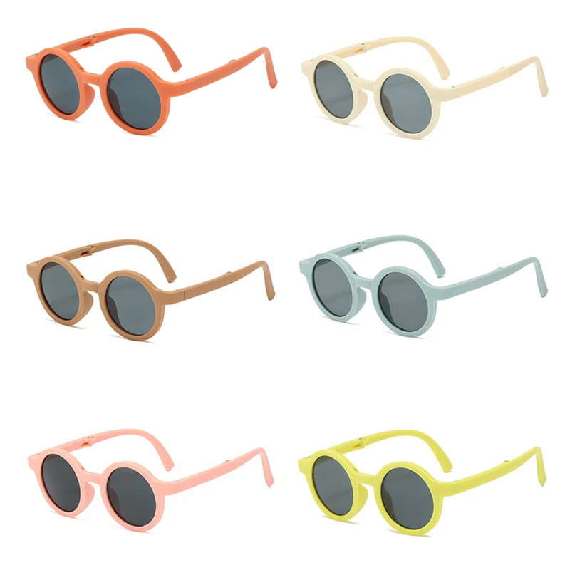 Nuovi occhiali da sole pieghevoli per bambini estivi protezione Uv occhiali da sole rotondi retrò per ragazze ragazzi Beach Travel Child Eyewear