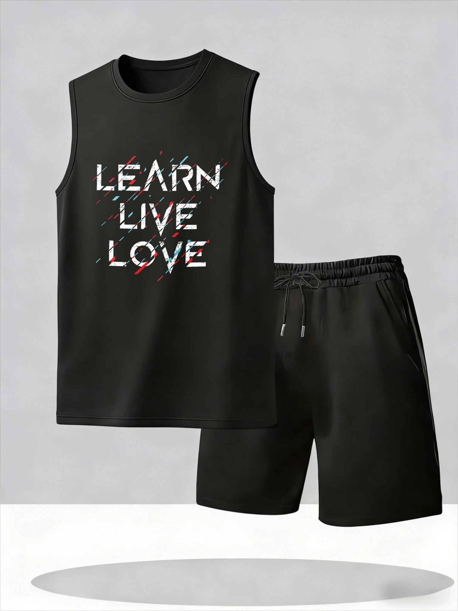 

Men's Tank Top Sets 2026 Summer Thin Quick Dry beach crewneck sports sports two-piece seaside oversize Breathable jogging set