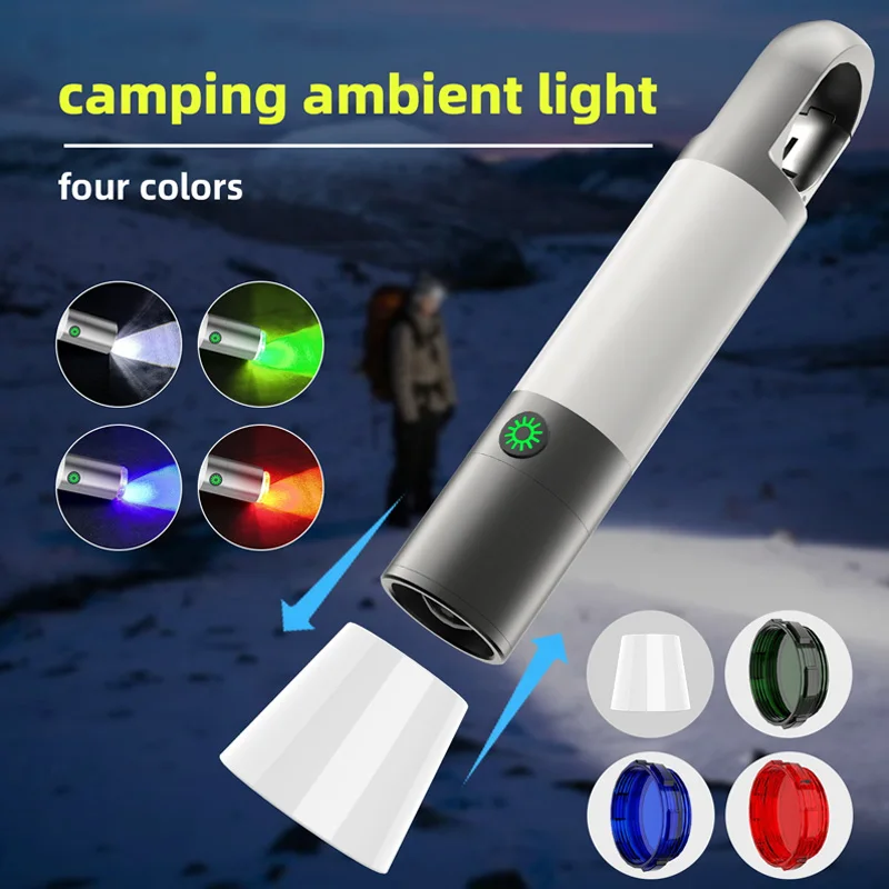 

White Laser Flashlight Outdoor Strong Light Long Range Telescopic Focus Magnet Portable Warning Hook Lighting