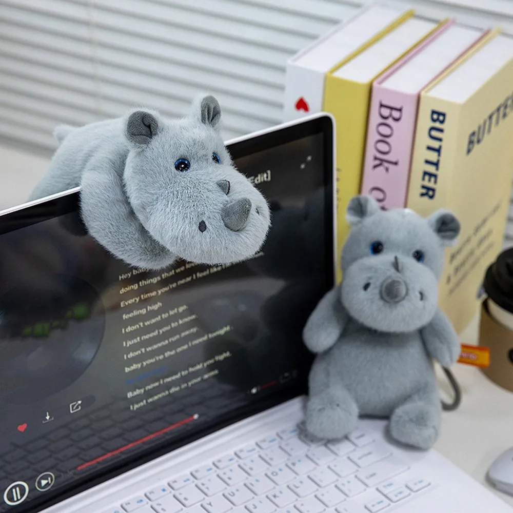 Muñequera creativa, muñeco de rinoceronte, colgante esponjoso y suave, viñetas de rinoceronte, muñecos de rinoceronte, regalos