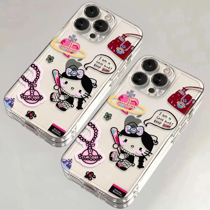 Creative Baseball Hello Kitty Silicone Phone Cases For iPhone 15 14 13 PRO MAX 11 12 13 PRO X XS XR 7 8 Plus Y2k Soft Phone Case