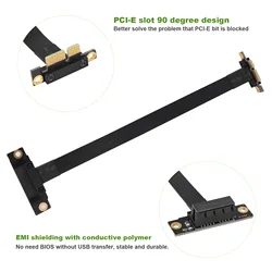 Câble PCIE BronchRiser pour Touristes, Résistant à 90 Angle Droit, PCIe 3.0, 8Gbps, PCI Express 1X, Carte Riser