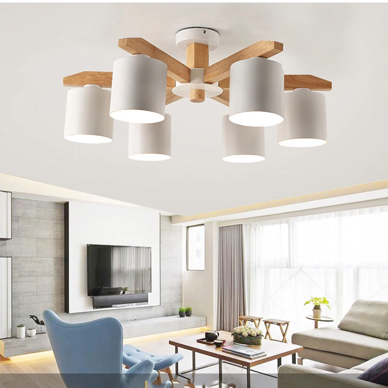 living room ceiling chandelier kitchen E27 bulb chandelier bedroom ceiling lamp wooden interior decoration chandelier lightings