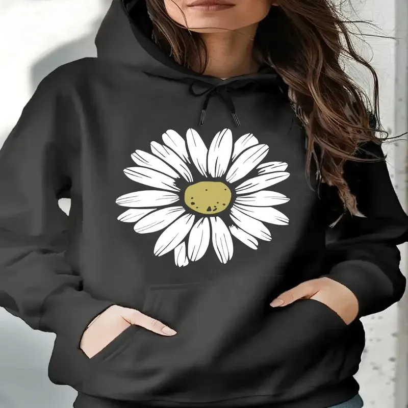 

Fall Winter Oversize Women Sweatshirt Female Plus Size Clothes Daisy Graphic Cotton Long Sleeve Street Style Fashionable Trendy