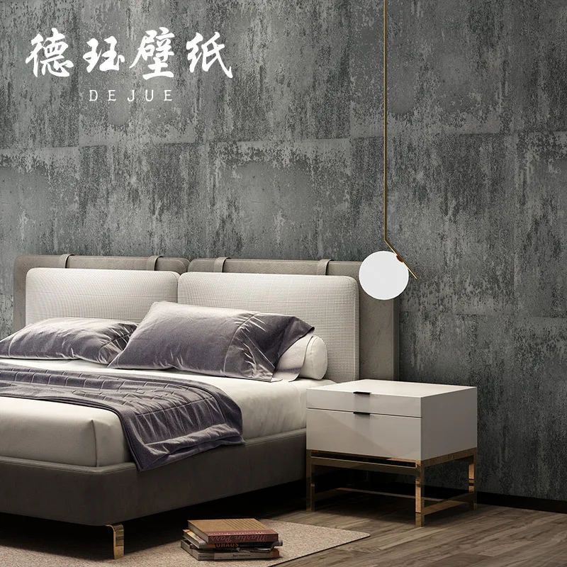 Retro LOFT Industrial Punk Cement Gray Wallpaper Metal Tin Restaurant Bedroom Background Wallpaper Wabi Sabi Style