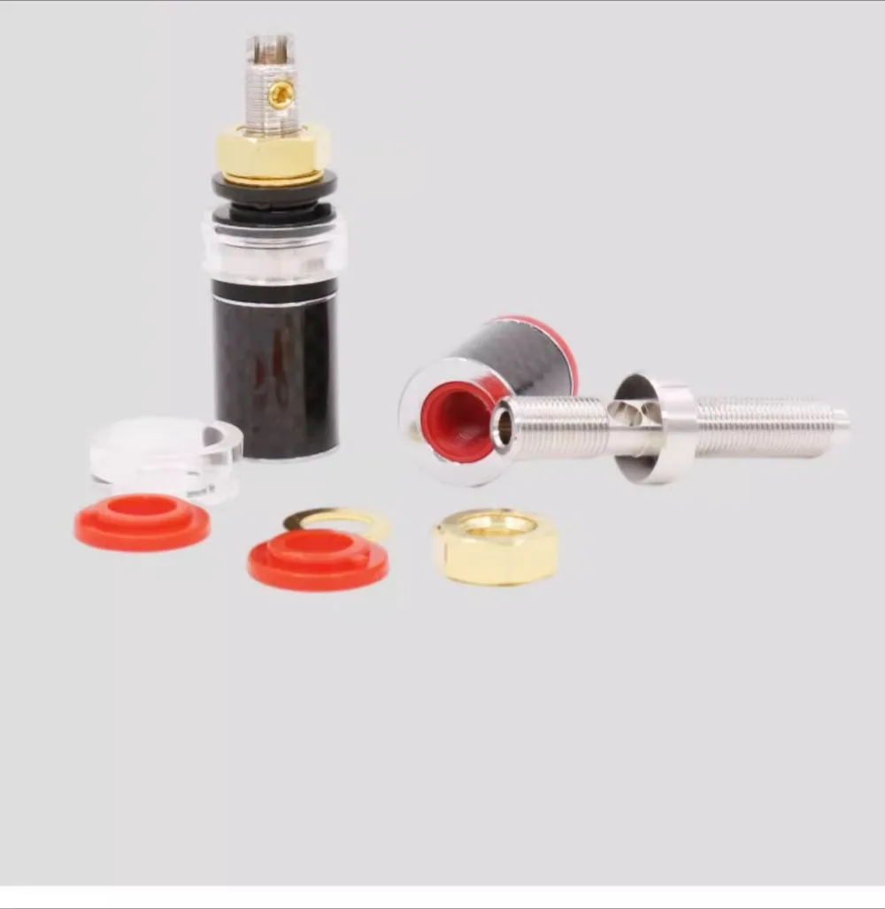 

4PCS Viborg BP604R Pure Copper Rhodium Plated Binding Post Carbon Fiber HIFI Speaker Terminal