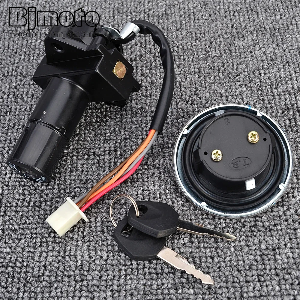 Tampa de gás de combustível para motocicleta, interruptor de ignição, trava de assento com kit de chave para suzuki gn250 1985-2001