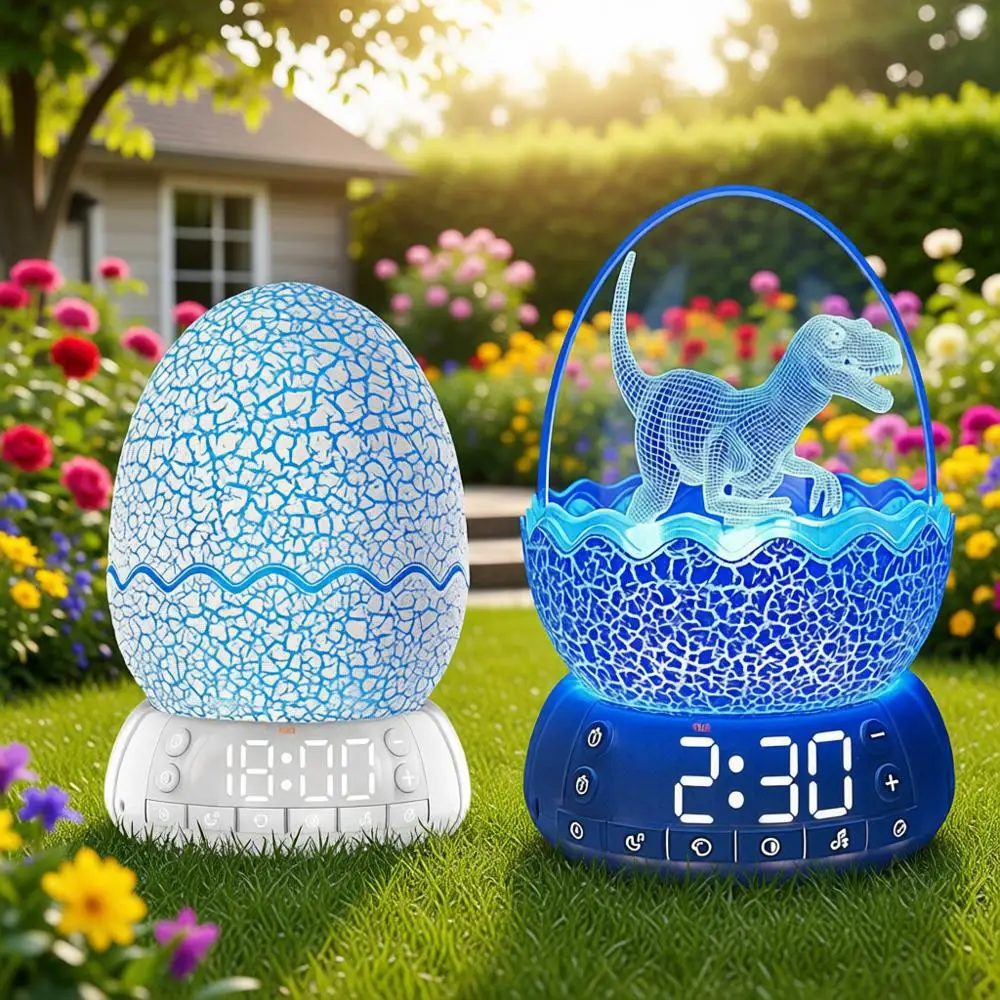 

Dinosaur Egg Alarm Clock, Wake Up Light, Bluetooth Speaker, Sleep Training Clock with 20 Soothing Sounds & 8 Color LED Night Lig