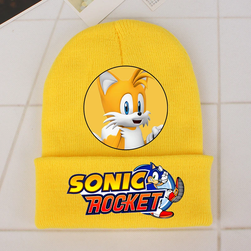 New Sonics Knitted Hats Baby Caps Cartoon Anime Printed Cap Boys Girls Warm Cap Unisex Children Beanie Hat Kids Birthday Gifts