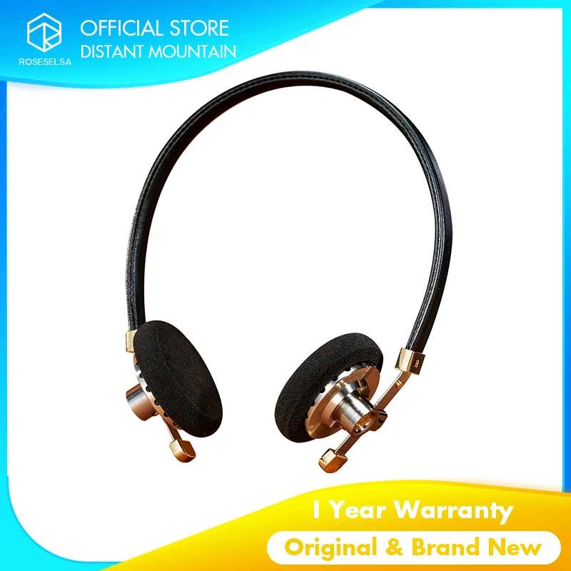 

ROSESELSA Distant Mountain Retro On-Ear Wired Headphones Fashionable Headset Metallic HiFi Earphones