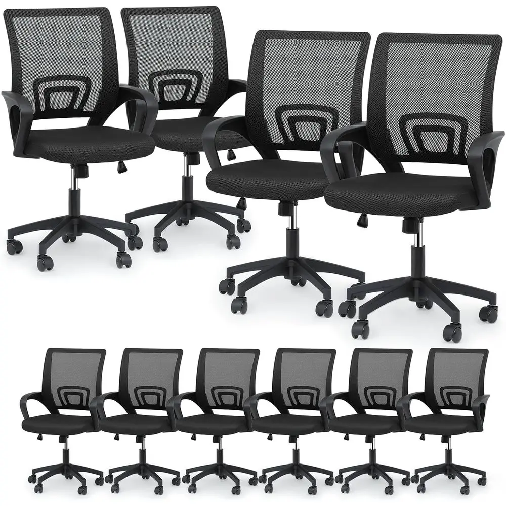 10-Pack Ergonomic Mesh Office Chairs: Adjustable Swivel Desk Chairs with Lumbar Support for Work, Study, Gaming - Black