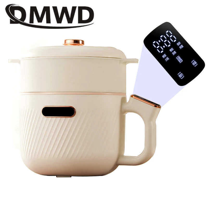 2L Electric Rice Cooker Noodles Skillet Heater Cup Eggs Omelet Frying Pan Porridge Soup Stew Cooking Pot Warmer Food Steamer EU