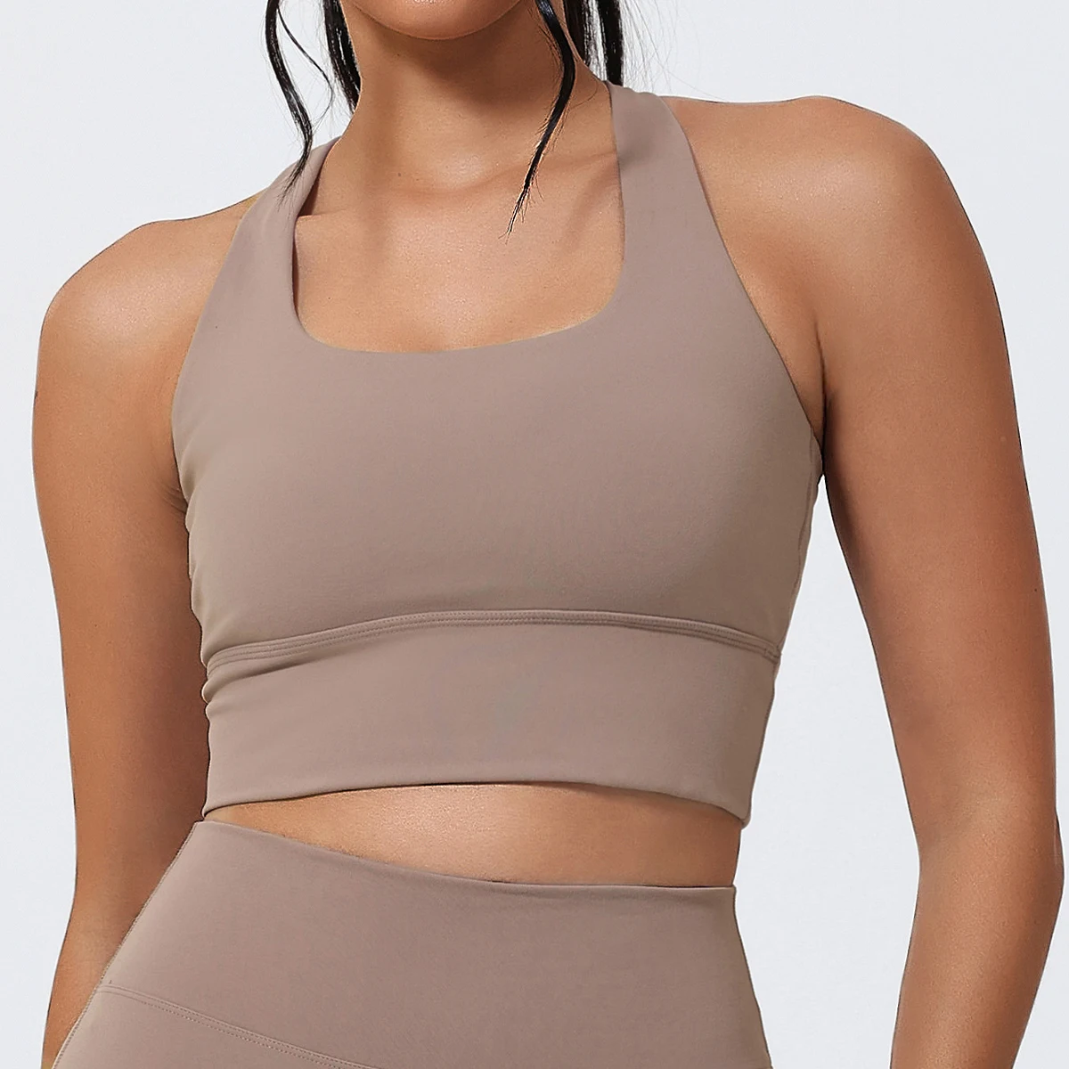 Canotta sportiva da donna ad asciugatura rapida senza schienale Canotta di supporto senza maniche Canotta da corsa femminile ammortizzante specifica per la palestra