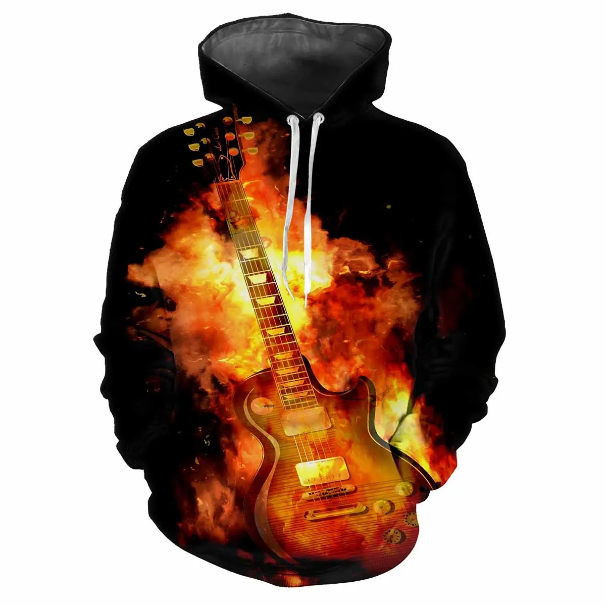 

Rock Cool Guitar 3D Printing Daily Fashion Men's Casual Men's New Fashion Comfortable Hip Hop Music Enthusiasts Hoodies Street