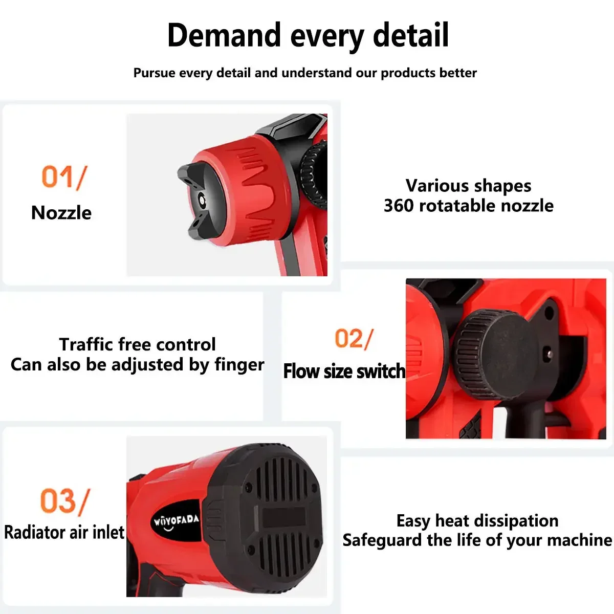 Imagem -05 - Cordless Pintura Elétrica Pistola Aço Revestimento Aerógrafo Auto Móveis Pulverizador 800ml Compatível para Makita 18v Bateria