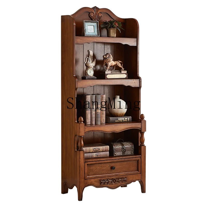 

HJ all solid wood bookcase simple bookcase student children storage small cabinet floor living room bookshelf