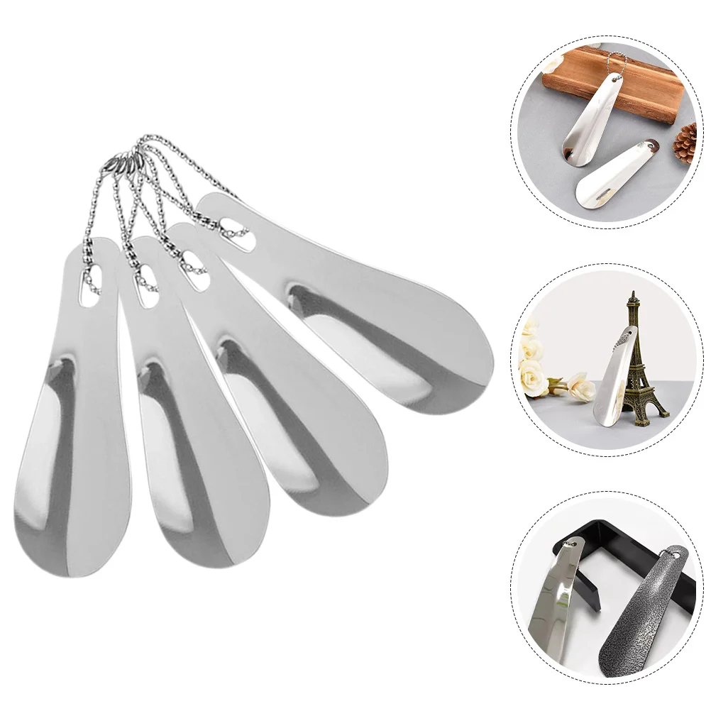 

4Pcs Stainless Steel Shoehorn Keychain Portable Travel Shoe Horn for Men Women Senior Short Handle Shoehorn Boot Lifting Helper
