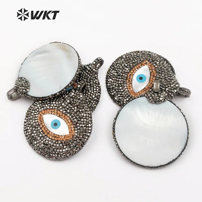 

Кулон WT-JP292 WKT из натурального ракушечника, уникальный, круглый, с инкрустацией цирконом, женское ювелирное украшение, подвеска для ожерелья