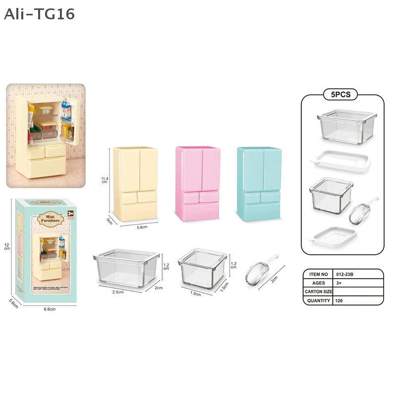 ثلاجة بلاستيكية مصغرة محاكاة ثلاجة صغيرة بباب مزدوج نموذج ثلاجة أثاث حرفي ملحقات بيت الدمية #6