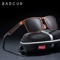 BARCUR AL-MG Business Square Sunglasses Men Polarized Vintage Shades Women Sun Glasses For Men Sports Eyewear Accessory Oculos