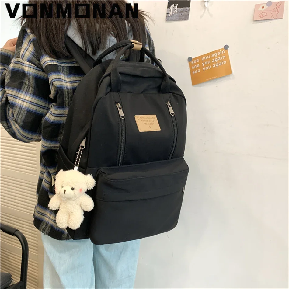 Multifunction Double Zipper Women Backpack Teenager Girls Laptop Rucksack Student Shoulder Bag 2024 Korean Style School Book Bag