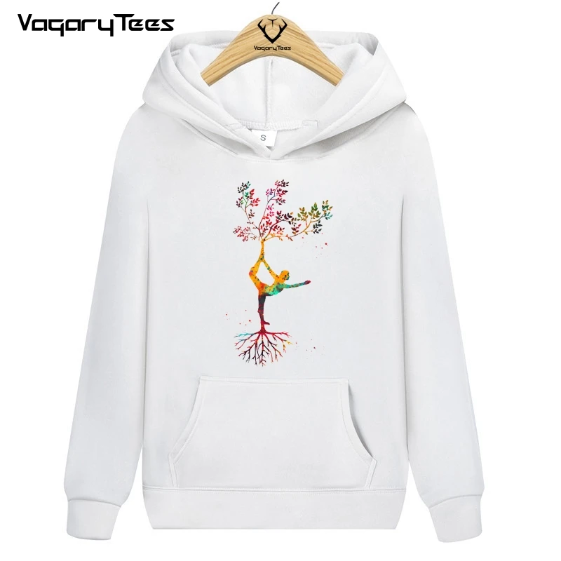 Popular Exercise Pose tree Chakras Mindfulness Meditation Zen Art Hoodies Women Casual Girl Tops Fashion Mens Unisex