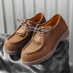 New Luxury Handmade Men Casual Leather Shoes Cow Suede Vintage British Loafers Business Dress Work Designer Shoes Men