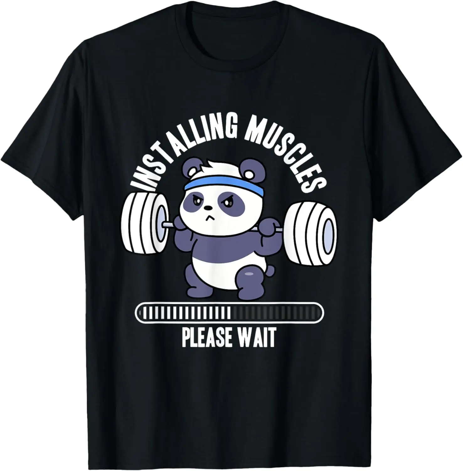 Muscle Building Fitness Panda Weight Lifting Barbell Workout T-Shirt