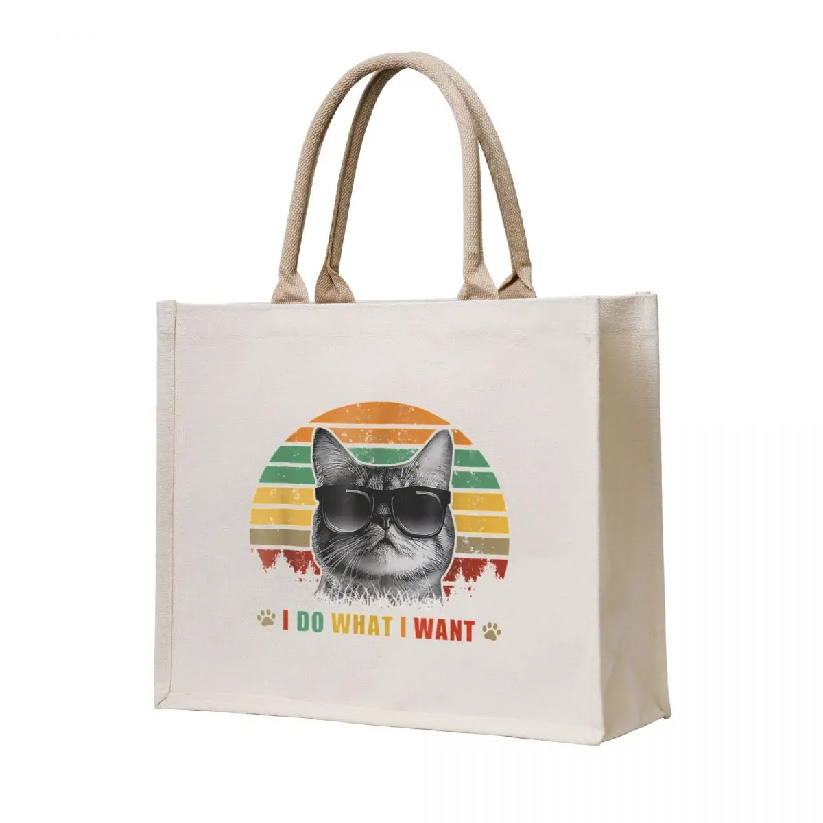 

Vintage Cat I do what I want cat funny Cat Lover Tote Bag Women's handbag shopper bags reusable shopping bag