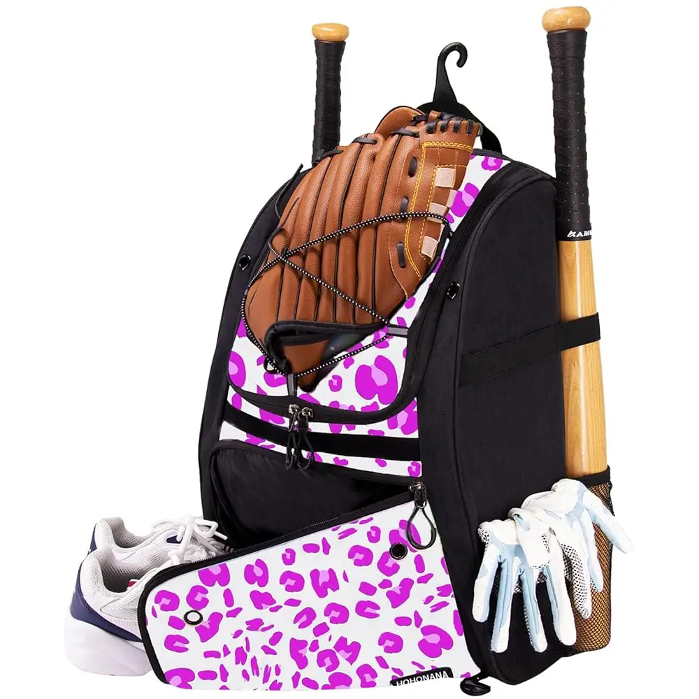 

Youth Softball Equipment Bag with Vented Shoe Compartment, Baseball Bat Bag, Fence Hook, for Batting Mitten, Helmet, Teeball