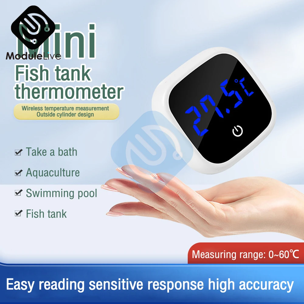 Fish Tank Thermometer High-precision Led Digital Display Electronic Aquarium Thermometer Tester Meter Gauge Dual Display White